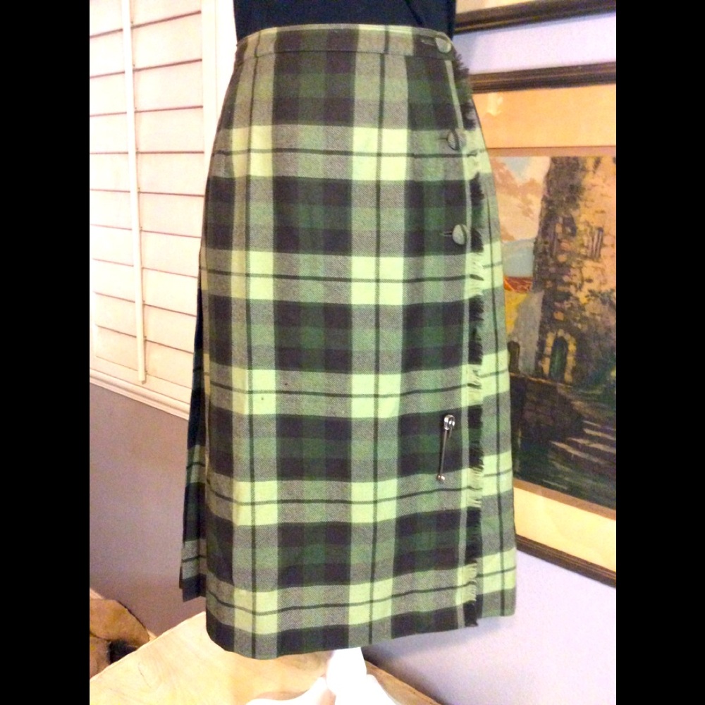 Vintage Aljean Scottish Kilt, wool Tartan Sz. 12